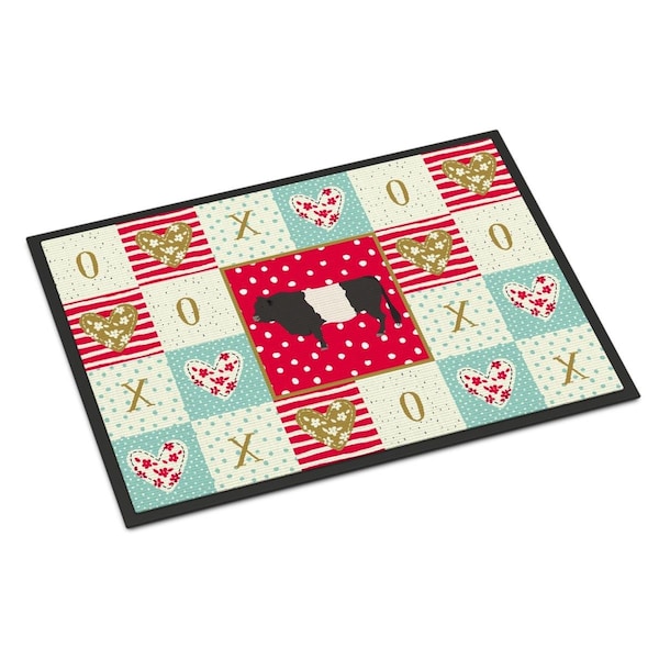 Jensendistributionservices 24 x 36 in. Belted Galloway Cow Love Indoor or Outdoor Mat MI1723264 - main